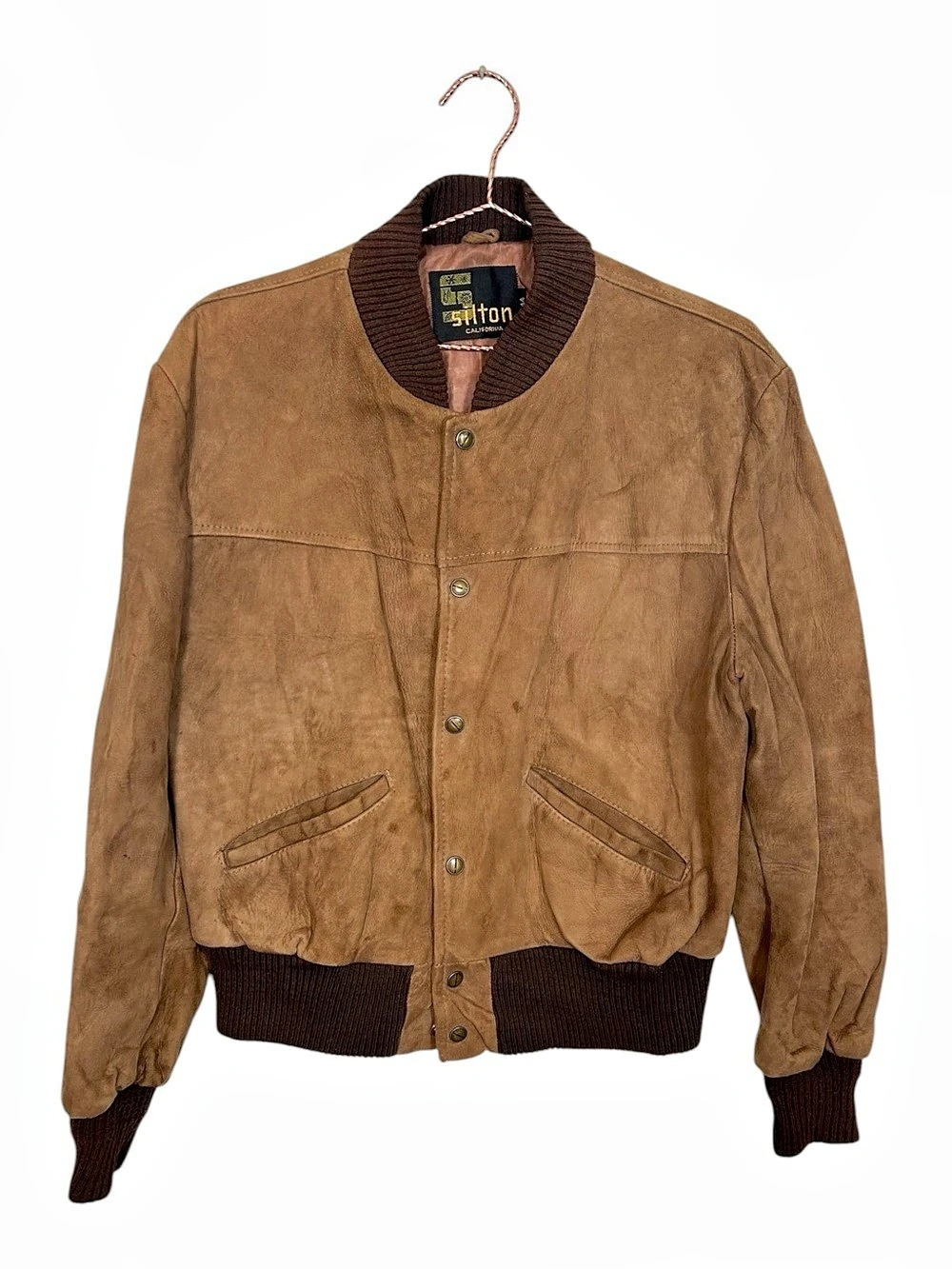 Silton California Men’s Vintage Brown Suede Bomber Jacket